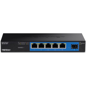 TRENDnet TEG-S51SFP 5-Port Unmanaged Gigabit Ethernet Switch, Gigabit SFP port, wall mountable